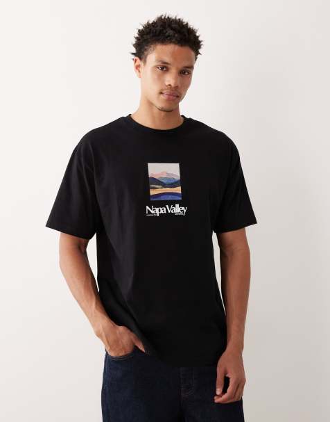 ASOS DESIGN relaxed t-shirt with Napa Valley embroidered graphic in black - view 1