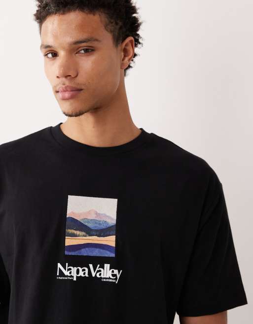 ASOS DESIGN relaxed t-shirt with Napa Valley embroidered graphic in black, 5 of 5