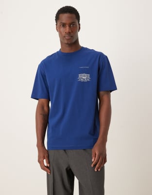 Asos Design Relaxed T-shirt With Paris Graphic In Blue