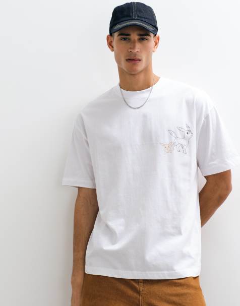 ASOS DESIGN relaxed t-shirt with Pokemon Eeve in white - view 1