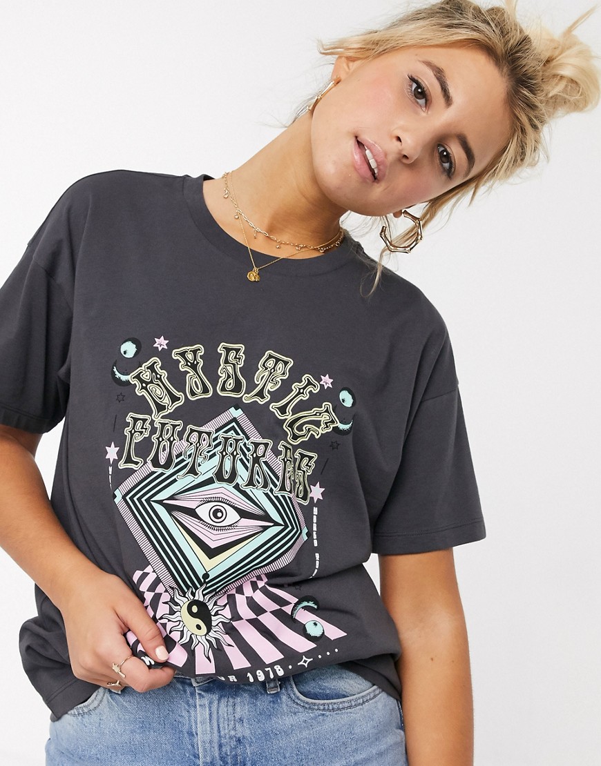 ASOS DESIGN relaxed t-shirt with psychedelic band print-Grey