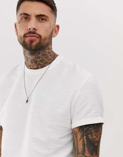 ASOS DESIGN relaxed t-shirt with roll sleeve in heavyweight interest slub fabric, 3 of 4