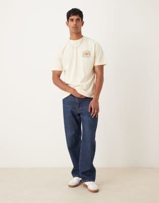 Asos Design Relaxed T-shirt With San Diego Graphic In Neutral