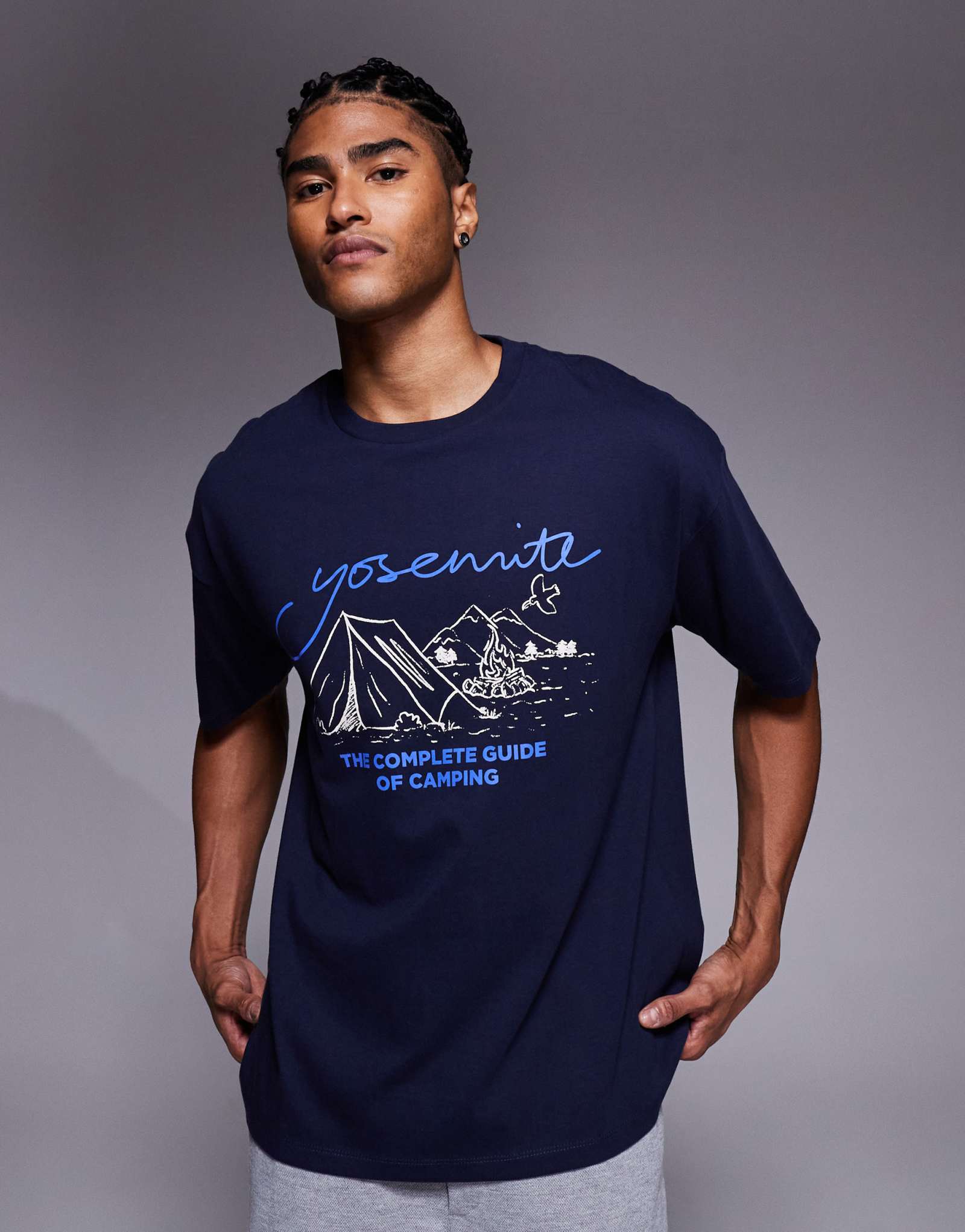 Футболка ASOS DESIGN с принтом темно-синяя