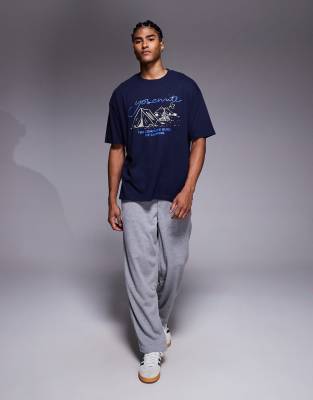 Asos Design Relaxed T-shirt With Scenic Graphic In Blue