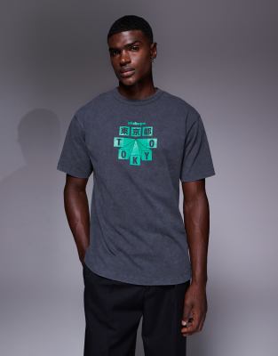 Asos Design Relaxed T-shirt With Skyscraper City Print In Gray