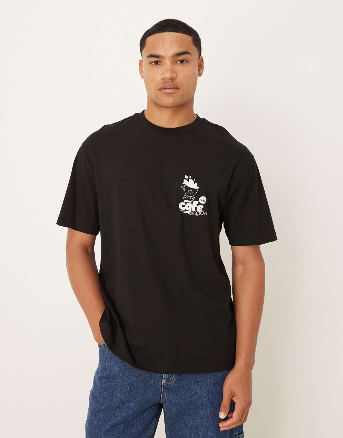 ASOS DESIGN relaxed t-shirt with small chest print in black