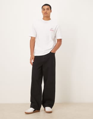 Asos Design Relaxed T-shirt With Small Doodle Print In White