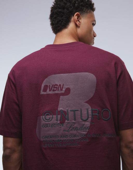 ASOS DESIGN relaxed T-shirt with street graphic and embroidery in burgundy