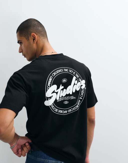 ASOS DESIGN relaxed t-shirt with studios bubble text graphic in black, 2 of 5