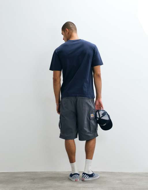 ASOS DESIGN relaxed t-shirt with text applique in navy, 2 of 5