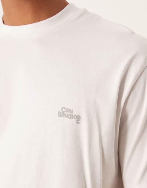 ASOS DESIGN relaxed t-shirt with text chest print in white, 5 of 5
