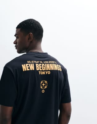 Asos Design Relaxed T-shirt With Text Graphic In Black