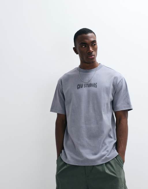 ASOS DESIGN relaxed t-shirt with text graphic in grey wash, 5 of 5