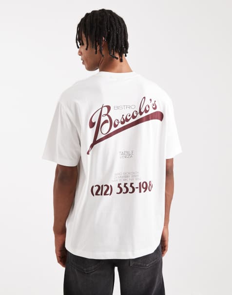 ASOS DESIGN relaxed t-shirt with text graphic in white - view 1