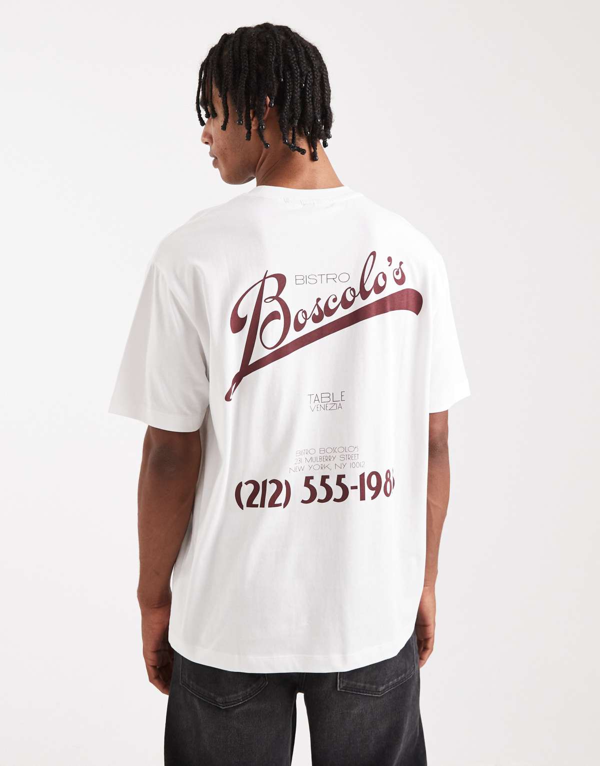 ASOS DESIGN relaxed t-shirt with text graphic in white