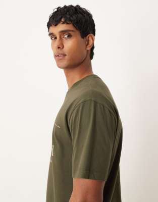 Asos Design Relaxed T-shirt With Text Print In Green
