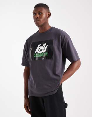 Asos Design Relaxed T-shirt With Vinyl Street Graphic In Purple
