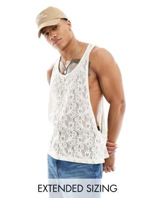 Asos Design Relaxed Tank Top In Neutral