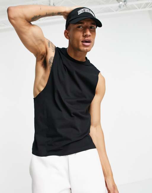 ASOS DESIGN relaxed tank top with dropped armhole in black - BLACK