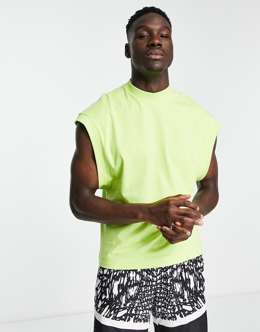 ASOS DESIGN relaxed tank top with rib and dropped shoulder in lime-Green