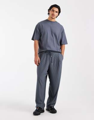 Asos Design Relaxed Taper Pleated Sweatpants In Gray