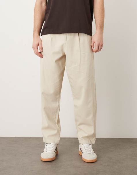 ASOS DESIGN Relaxed taper trouser in herringbone fabric in pelican - view 1
