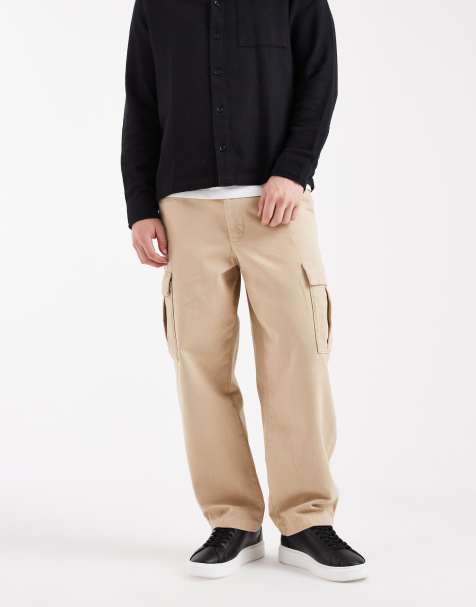 ASOS DESIGN relaxed tapered cargo pants in beige - view 1