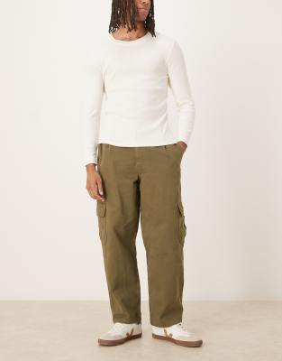 Asos Design Relaxed Tapered Cargo Pants In Green