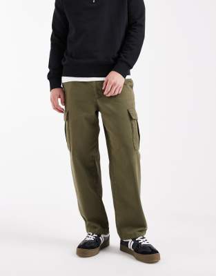 Asos Design Relaxed Tapered Cargo Pants In Green