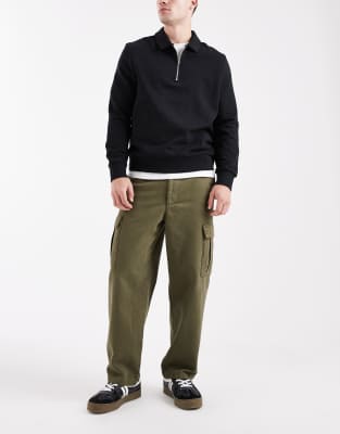 Asos Design Relaxed Tapered Cargo Pants In Green