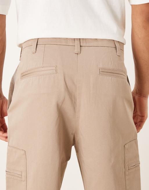 ASOS DESIGN relaxed tapered cargo trousers in beige, 5 of 5