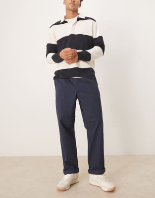 Asos Design Relaxed Tapered Chinos In Blue