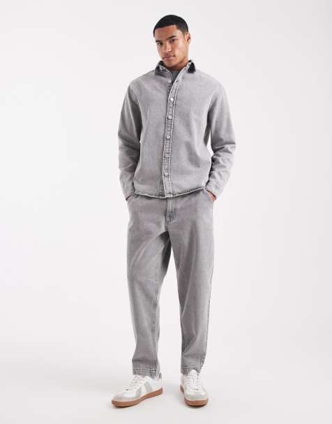 ASOS DESIGN relaxed tapered co-ord in light grey - view 1