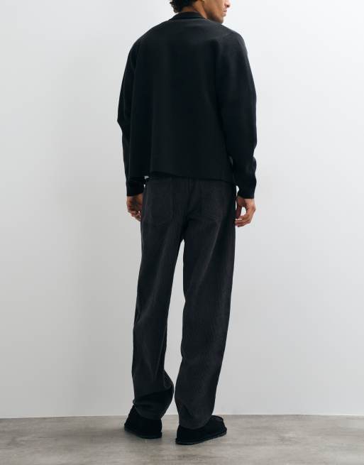 ASOS DESIGN relaxed tapered corduroy pants in charcoal, 3 of 5