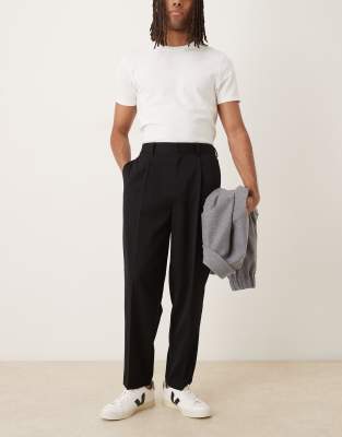 Asos Design Relaxed Tapered Dress Pants In Black