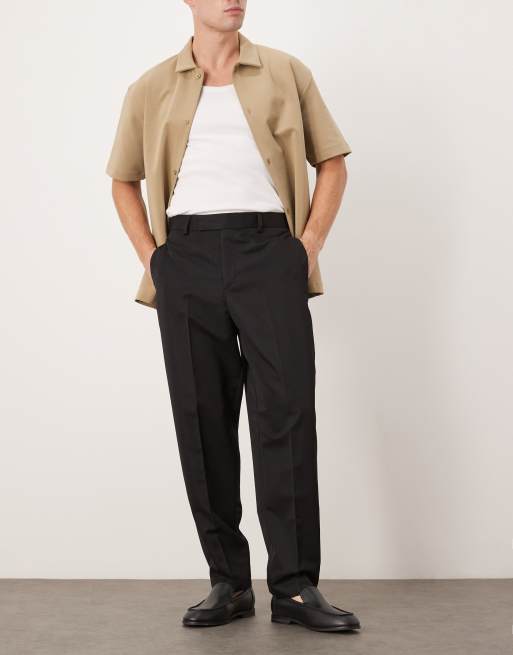ASOS DESIGN relaxed tapered fit dress pants in black