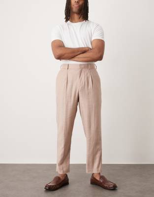 Asos Design Relaxed Tapered Fit Dress Pants In Pink