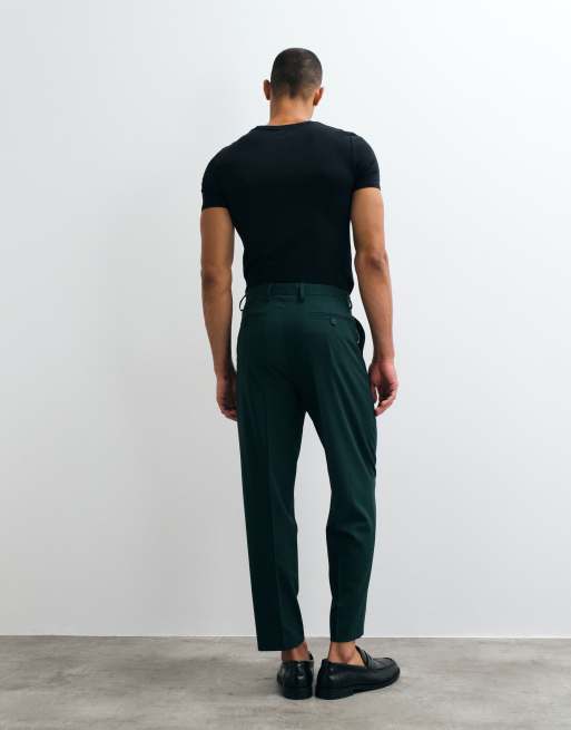 ASOS DESIGN relaxed tapered fit pantalon in donkergroen, 5 van 5