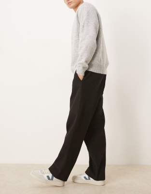Asos Design Relaxed Tapered Fit Pull On Pants In Black