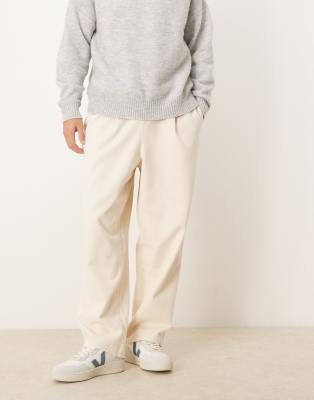 Asos Design Relaxed Tapered Fit Pull On Pants In Neutral