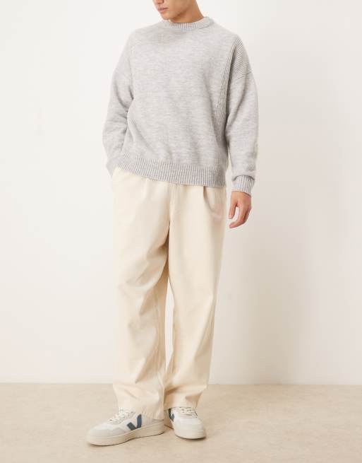 ASOS DESIGN relaxed tapered fit pull on pants in stone, 2 of 5