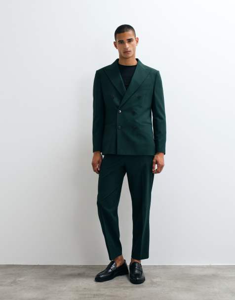 ASOS DESIGN relaxed tapered fit suit in dark green - view 1