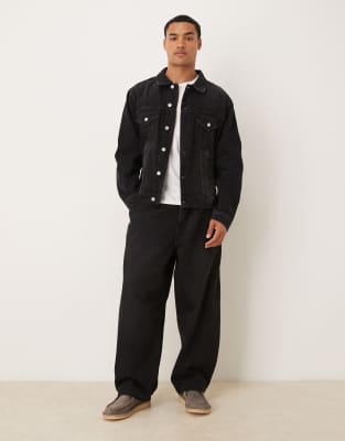 Asos Design Relaxed Tapered Jeans In Black