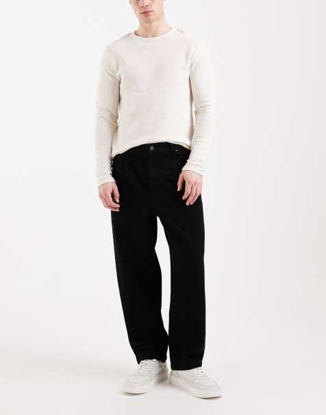 ASOS DESIGN relaxed tapered jeans in black