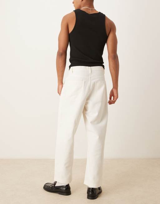 ASOS DESIGN relaxed tapered jeans in ecru