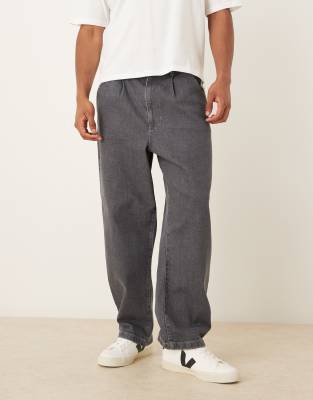 ASOS DESIGN relaxed tapered jeans in gray - part of a set