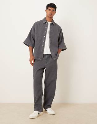 Asos Design Relaxed Tapered Jeans In Gray