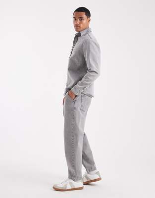 Asos Design Relaxed Tapered Jeans In Gray