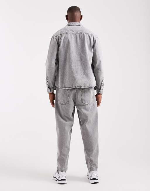 ASOS DESIGN relaxed tapered jeans in light grey wash (part of a set), 2 of 5